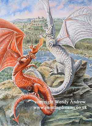 The Red and The White Dragon - Painting